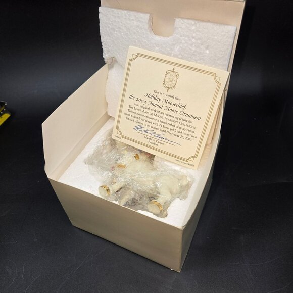 2003 Lenox Holiday Moosechief Moose Ornament) wrapped in lights - Picture 7 of 8